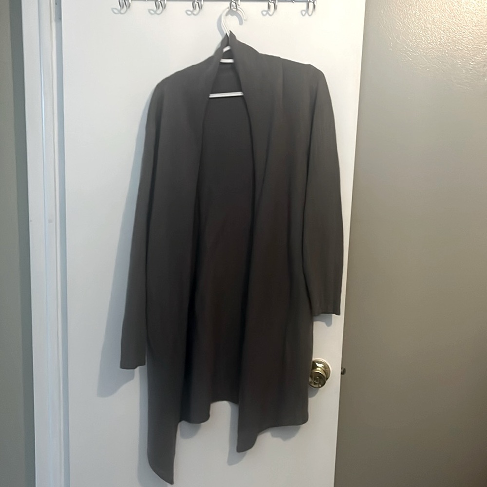 Grey Cardigan Sweater, Knee Length